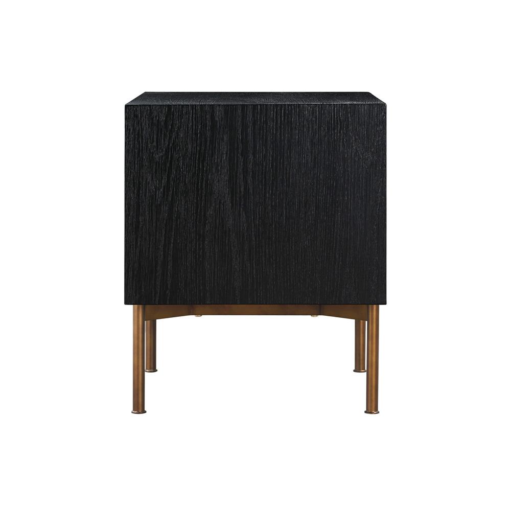 Armen Living - Carnaby 2 Drawer Nightstand in Black Brushed Oak and Bronze - LCCFLABL veiw 4