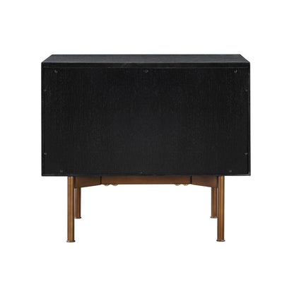 Armen Living - Carnaby 2 Drawer Nightstand in Black Brushed Oak and Bronze - LCCFLABL veiw 5