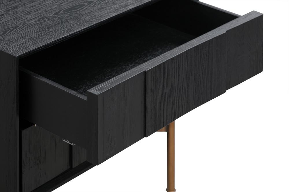 Armen Living - Carnaby 2 Drawer Nightstand in Black Brushed Oak and Bronze - LCCFLABL veiw 7