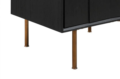 Armen Living - Carnaby 2 Drawer Nightstand in Black Brushed Oak and Bronze - LCCFLABL veiw 8