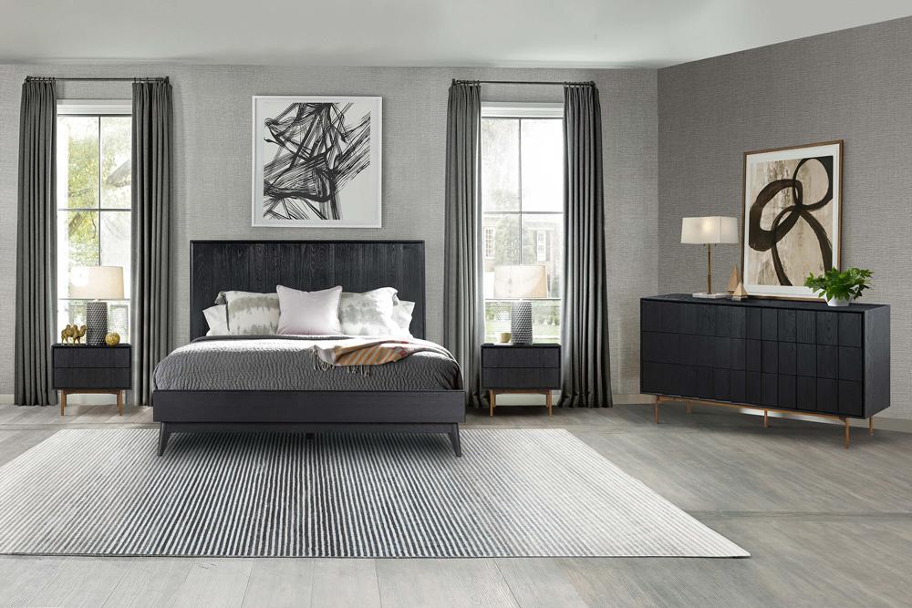 Armen Living - Carnaby 2 Drawer Nightstand in Black Brushed Oak and Bronze - LCCFLABL veiw 9