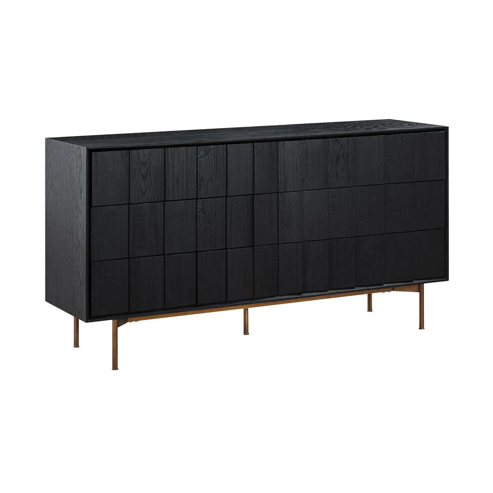 Armen Living - Carnaby 6 Drawer Dresser  in Black Brushed Oak and Bronze - LCCFDRBL_CLOSEOUT veiw 2