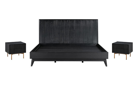 Armen Living - Carnaby King 3 Piece Bedroom Set in Black Brushed Oak Wood - SETCFBDBLKG3A veiw 1
