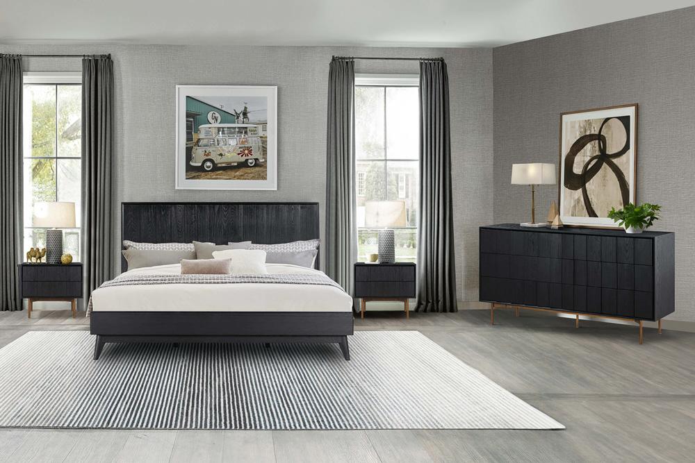 Armen Living - Carnaby King Platform Bed Frame in Black Brushed Oak Wood - LCCFBDBLKG veiw 9