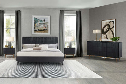 Armen Living - Carnaby King Platform Bed Frame in Black Brushed Oak Wood - LCCFBDBLKG veiw 9