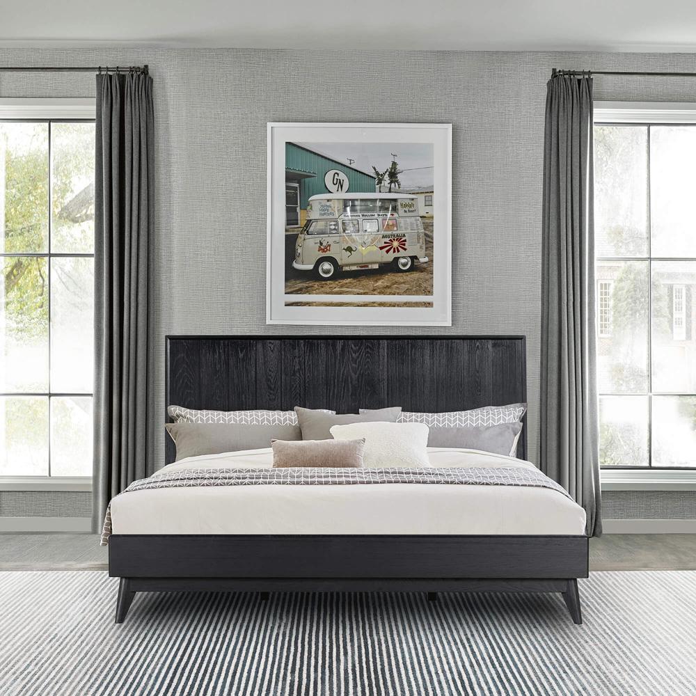 Armen Living - Carnaby King Platform Bed Frame in Black Brushed Oak Wood - LCCFBDBLKG veiw 10