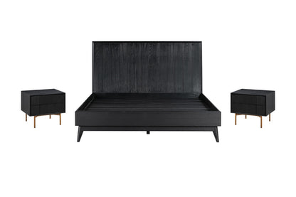 Armen Living - Carnaby Queen 3 Piece Bedroom Set in Black Brushed Oak Wood - SETCFBDBLQN3A veiw 1