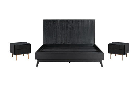 Armen Living - Carnaby Queen 3 Piece Bedroom Set in Black Brushed Oak Wood - SETCFBDBLQN3A veiw 1