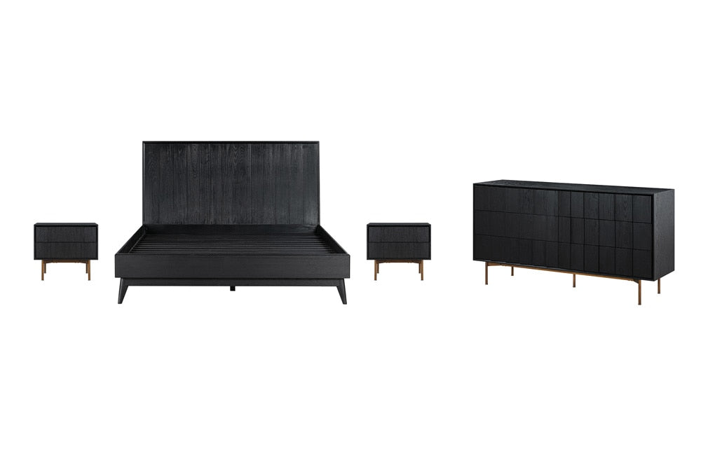 Armen Living - Carnaby Queen 4 Piece Bedroom Set in Black Brushed Oak Wood - SETCFBDBLQN4A_CLOSEOUT veiw 1
