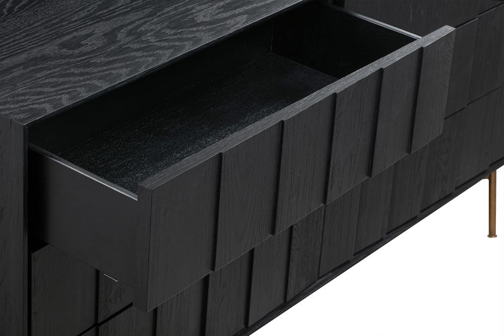 Armen Living Carnaby Queen 4 Piece Bedroom Set in Black Brushed Oak Wood - Thumbnail 2