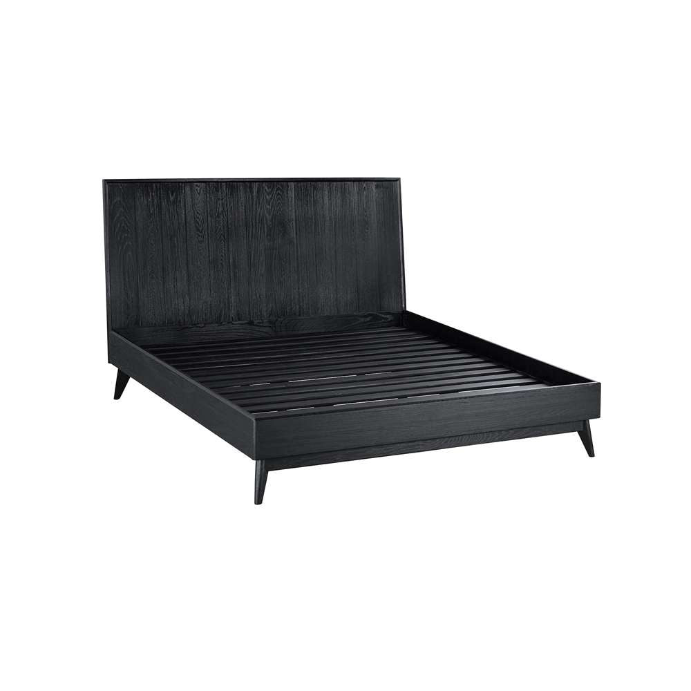 Armen Living - Carnaby Queen Platform Bed Frame in Black Brushed Oak Wood - LCCFBDBLQN veiw 1