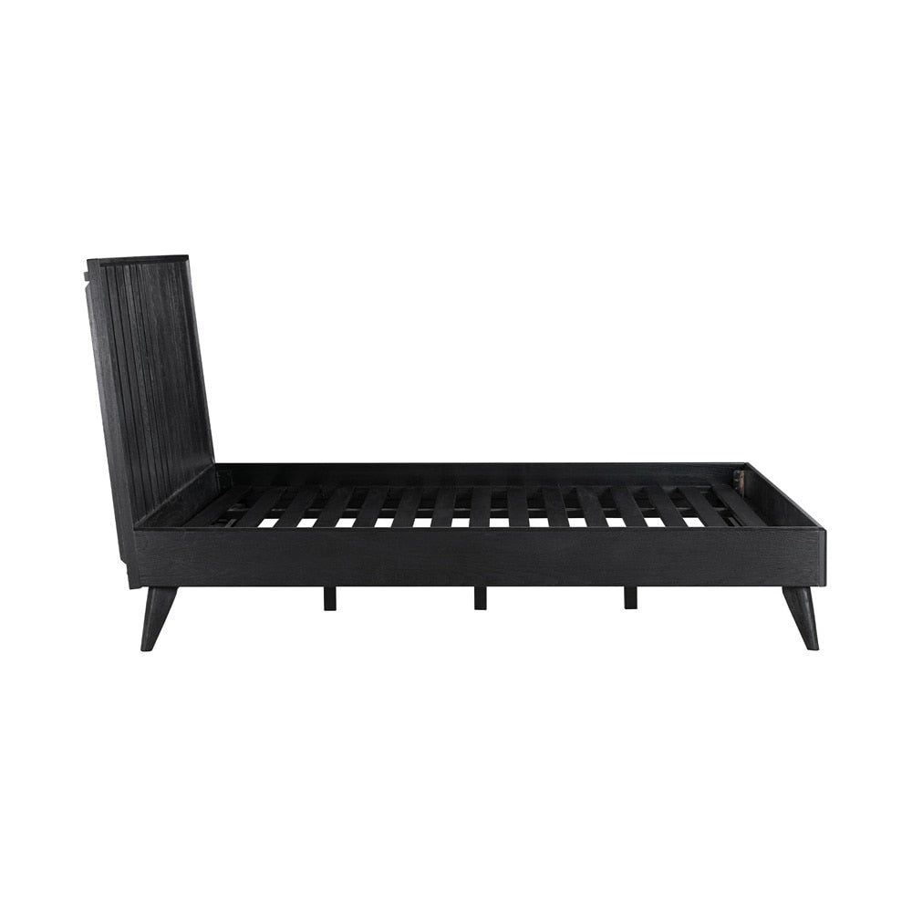 Armen Living - Carnaby Queen Platform Bed Frame in Black Brushed Oak Wood - LCCFBDBLQN veiw 3