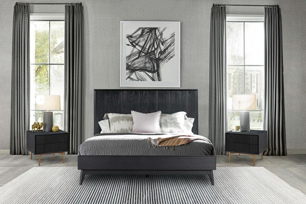 Armen Living - Carnaby Queen Platform Bed Frame in Black Brushed Oak Wood - LCCFBDBLQN veiw 9