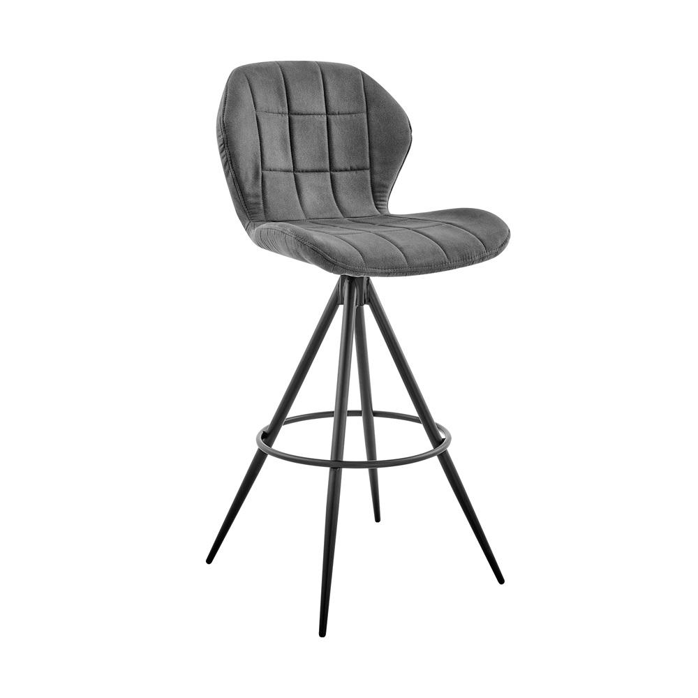 Armen Living - Catalina 26in Counter Height Bar Stool in Charcoal Fabric and Black Finish - LCCTBACH26_CLOSEOUT veiw 1