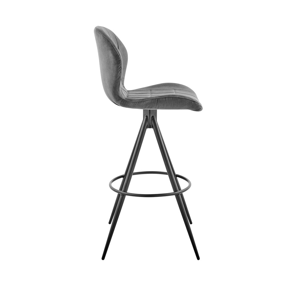 Armen Living - Catalina 26in Counter Height Bar Stool in Charcoal Fabric and Black Finish - LCCTBACH26_CLOSEOUT veiw 3