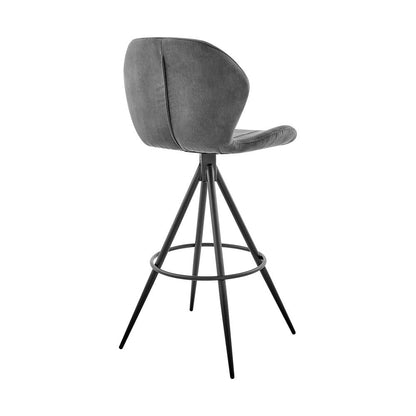 Armen Living - Catalina 26in Counter Height Bar Stool in Charcoal Fabric and Black Finish - LCCTBACH26_CLOSEOUT veiw 4