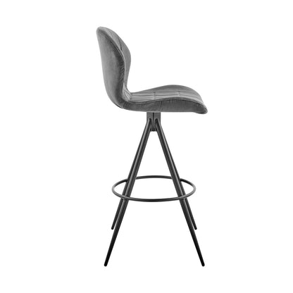 Armen Living - Catalina 30in Bar Height Bar Stool in Charcoal Fabric and Balck Finish - LCCTBACH30_CLOSEOUT veiw 3