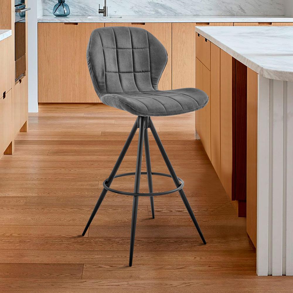 Armen Living - Catalina 30in Bar Height Bar Stool in Charcoal Fabric and Balck Finish - LCCTBACH30_CLOSEOUT veiw 8