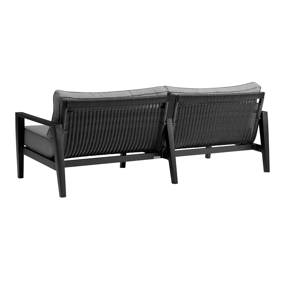 Armen Living - Cayman 4 Piece Black Aluminum Outdoor Seating Set with Dark Gray Cushions - SETODCMBL veiw 3