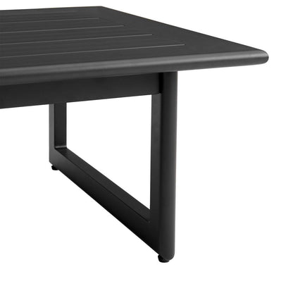Armen Living - Cayman 4 Piece Black Aluminum Outdoor Seating Set with Dark Gray Cushions - SETODCMBL veiw 6