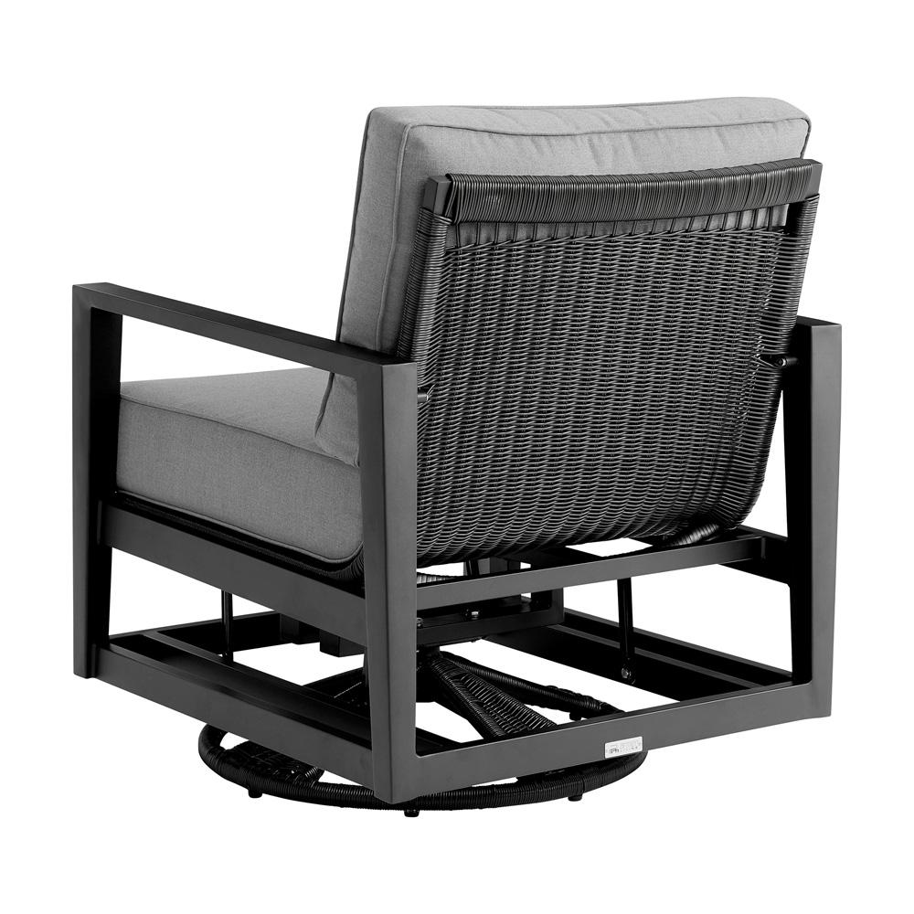 Armen Living - Cayman 5 Piece Black Aluminum Outdoor Seating Set with Dark Gray Cushions - SETODCMCHBL5 veiw 3
