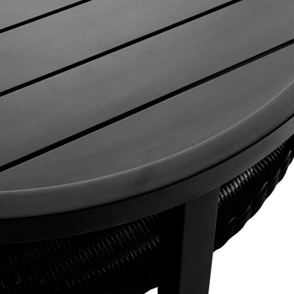 Armen Living - Cayman Black Aluminum Outdoor Round Conversation Table with Wicker Shelf - LCODCMCOBL veiw 4