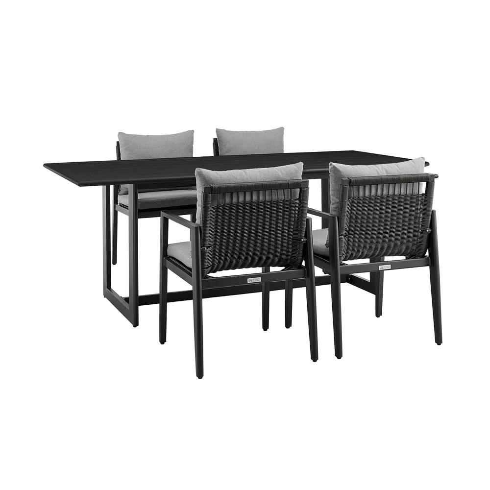 Armen Living - Cayman Outdoor Patio 5-Piece Dining Table Set in Aluminum with Gray Cushions - SETODCA5BLGRY veiw 1