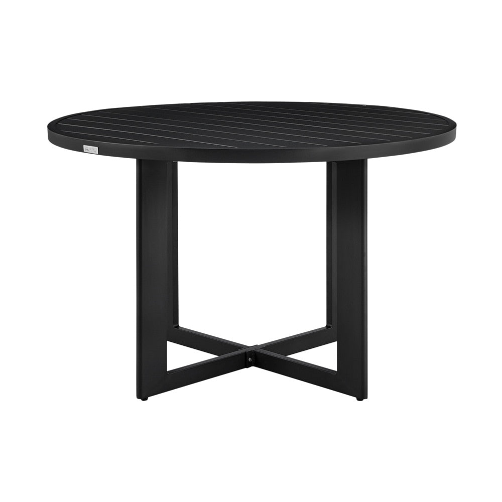 Armen Living - Cayman Outdoor Patio 5-Piece Round Dining Table Set in Aluminum with Gray Cushions - SETODCA5RDBLGRY veiw 5