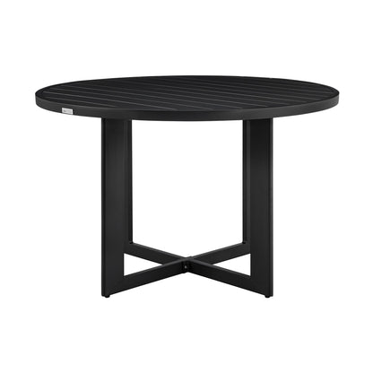 Armen Living - Cayman Outdoor Patio 5-Piece Round Dining Table Set in Aluminum with Gray Cushions - SETODCA5RDBLGRY veiw 5