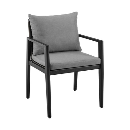 Armen Living - Cayman Outdoor Patio 7-Piece Dining Table Set in Aluminum with Gray Cushions - SETODCA7BLGRY veiw 2
