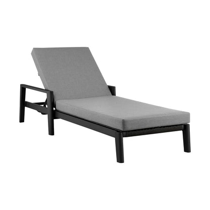 Armen Living - Cayman Outdoor Patio Adjustable Chaise Lounge Chair in Aluminum with Gray Cushions - LCCCLOBL veiw 1