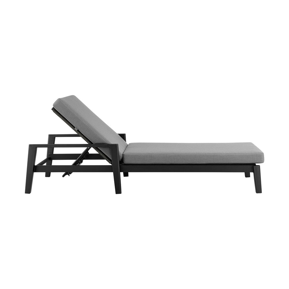 Armen Living - Cayman Outdoor Patio Adjustable Chaise Lounge Chair in Aluminum with Gray Cushions - LCCCLOBL veiw 3