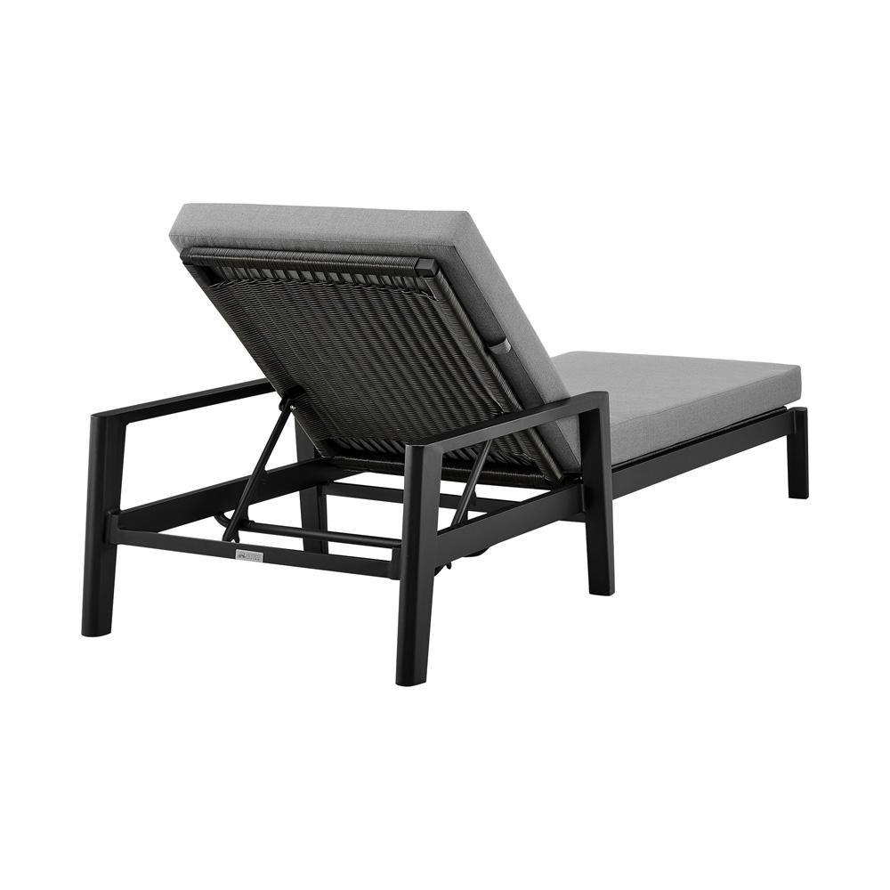 Armen Living - Cayman Outdoor Patio Adjustable Chaise Lounge Chair in Aluminum with Gray Cushions - LCCCLOBL veiw 4