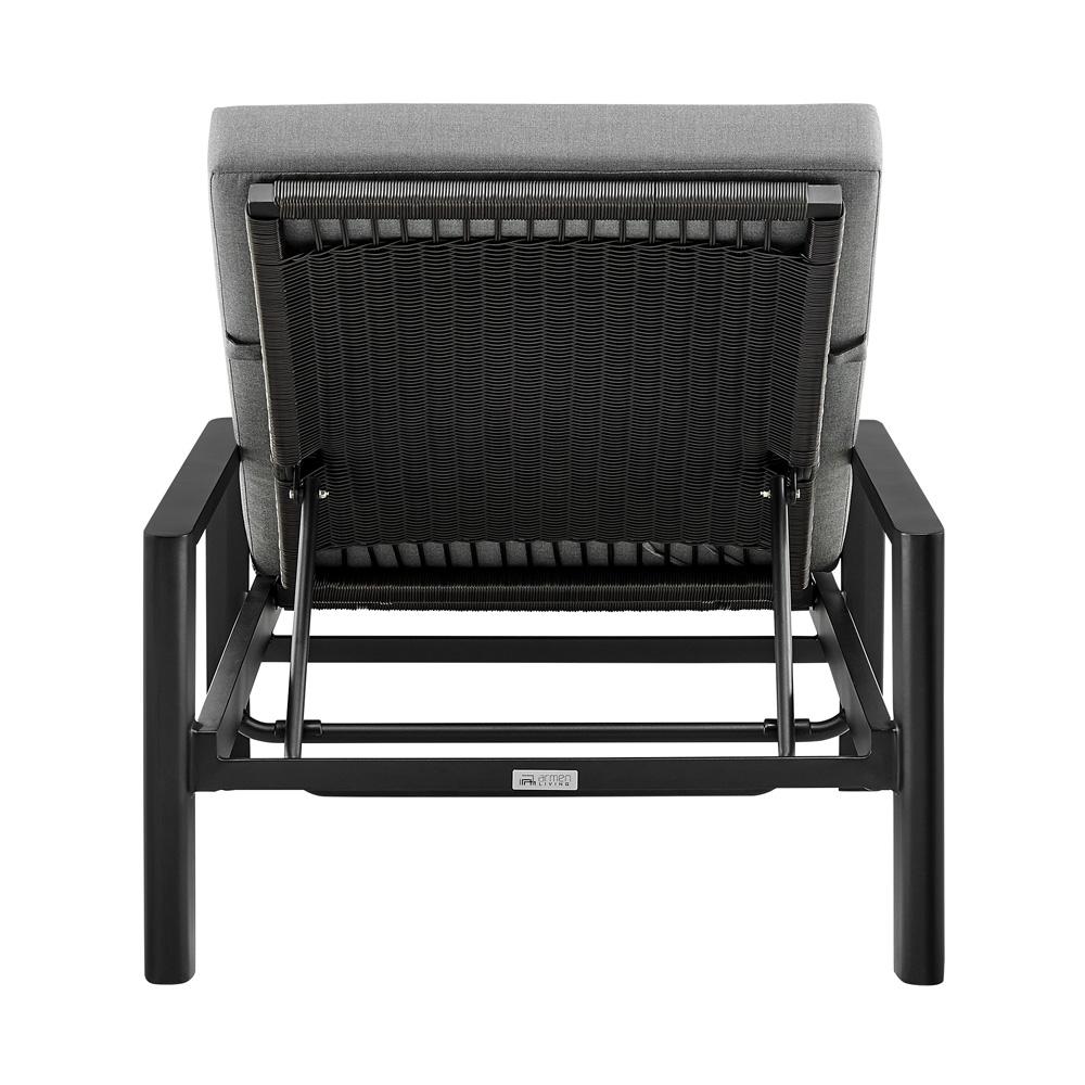 Armen Living - Cayman Outdoor Patio Adjustable Chaise Lounge Chair in Aluminum with Gray Cushions - LCCCLOBL veiw 5