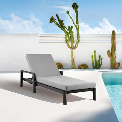 Armen Living - Cayman Outdoor Patio Adjustable Chaise Lounge Chair in Aluminum with Gray Cushions - LCCCLOBL veiw 8
