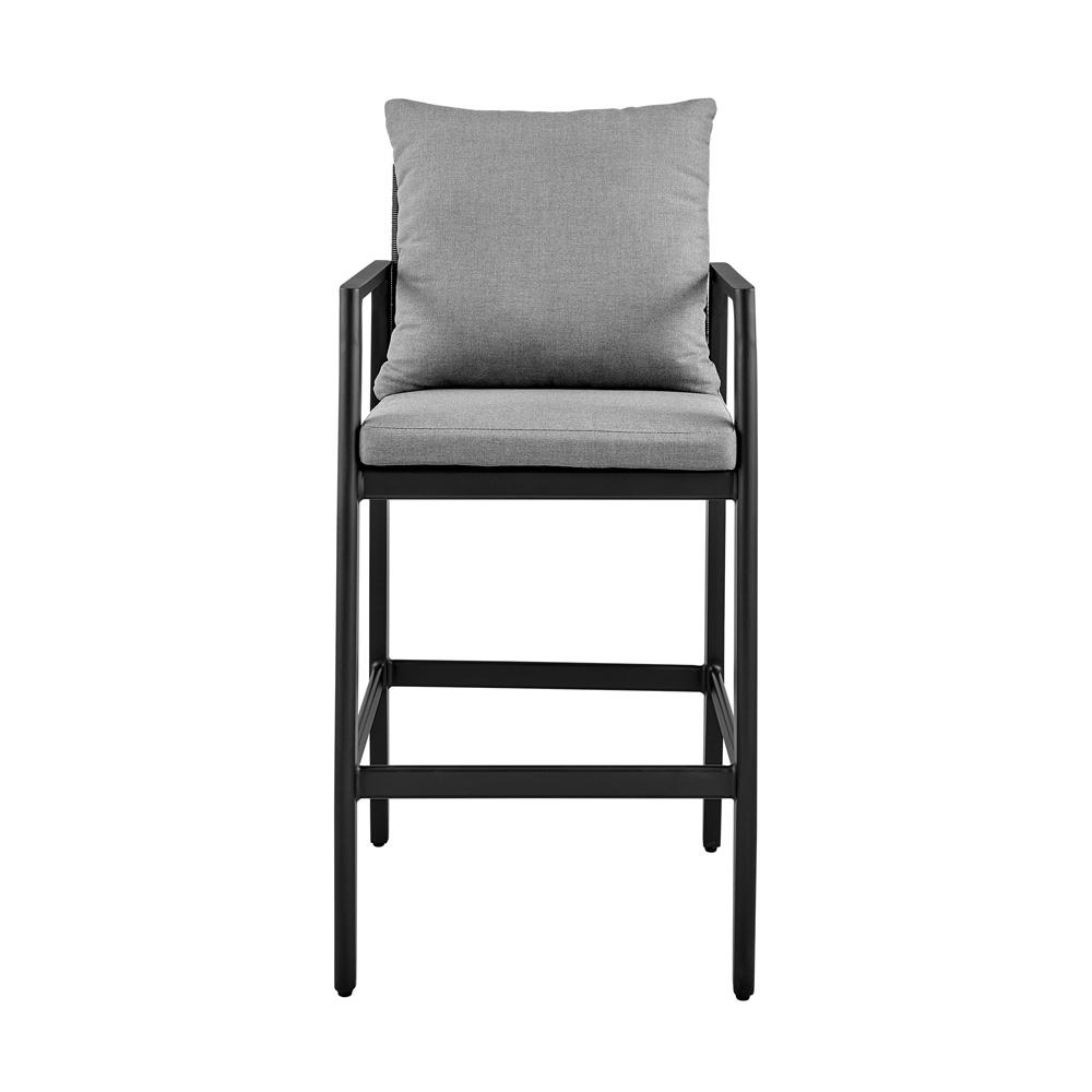 Armen Living - Cayman Outdoor Patio Counter Height Bar Stool in Aluminum with Gray Cushions - LCCCBABL26 veiw 2