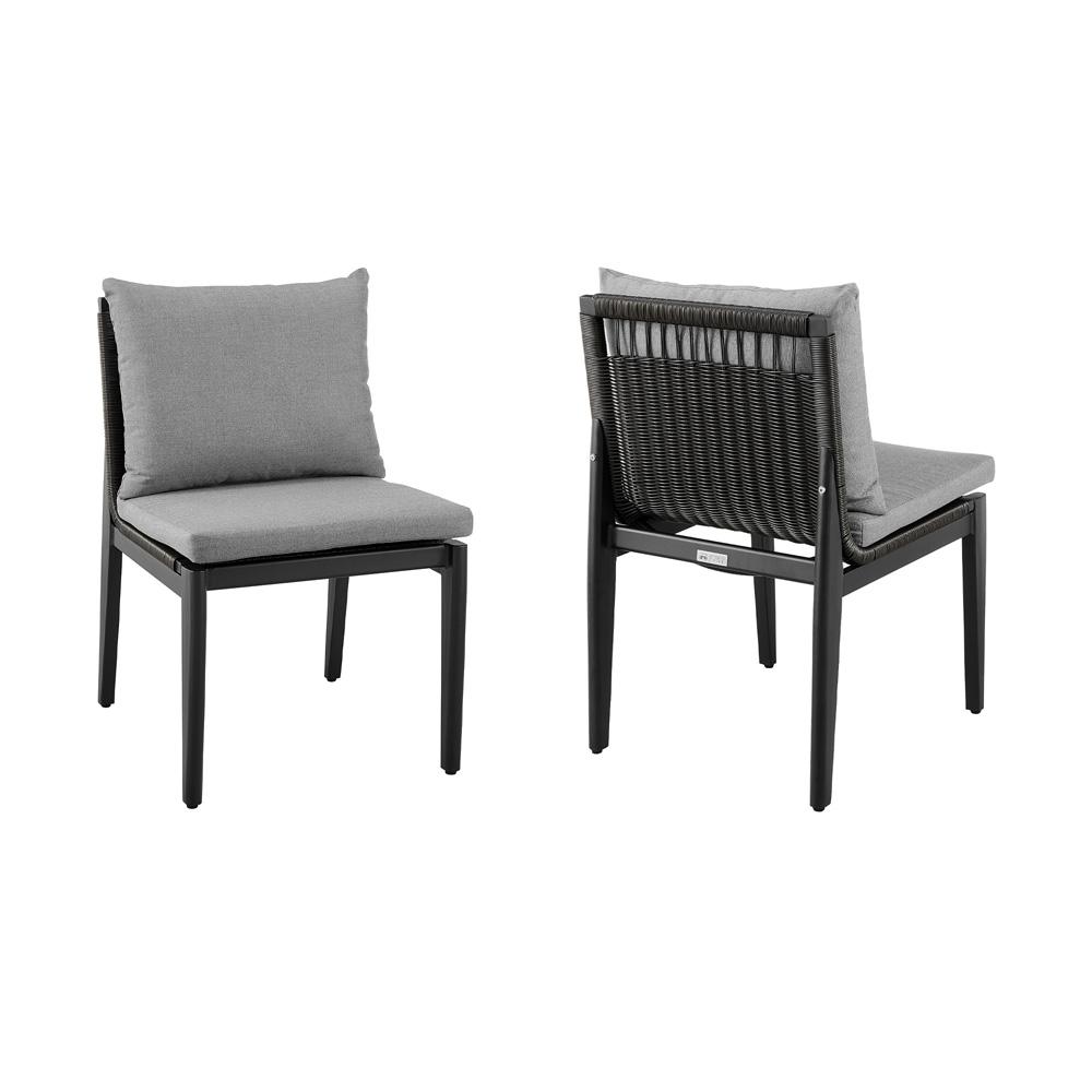 Armen Living - Cayman Outdoor Patio Dining Chairs in Aluminum with Gray Cushions - Set of 2 - LCCCSIBL veiw 1