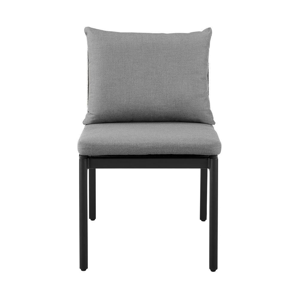 Armen Living - Cayman Outdoor Patio Dining Chairs in Aluminum with Gray Cushions - Set of 2 - LCCCSIBL veiw 3