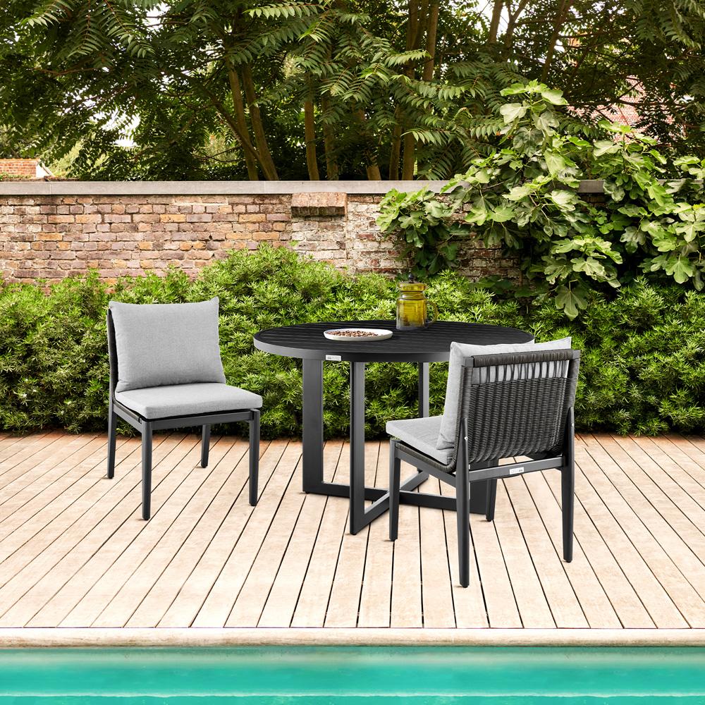 Armen Living - Cayman Outdoor Patio Dining Chairs in Aluminum with Gray Cushions - Set of 2 - LCCCSIBL veiw 8