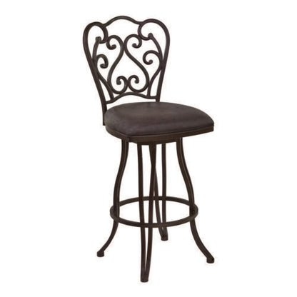 Armen Living - Celeste 26in Counter Height Metal Swivel Barstool in Bandero Espresso Fabric and Auburn Bay Finish - LCCEBAES26 veiw 1