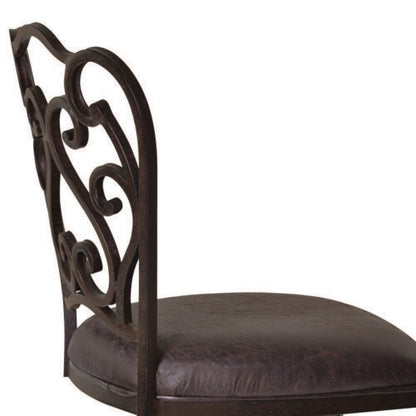 Armen Living - Celeste 26in Counter Height Metal Swivel Barstool in Bandero Espresso Fabric and Auburn Bay Finish - LCCEBAES26 veiw 4