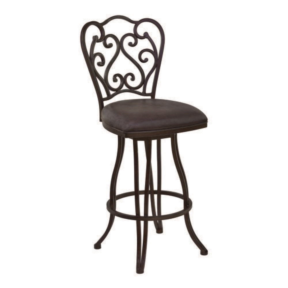 Armen Living - Celeste 30in Bar Height Metal Swivel Barstool in Bandero Espresso Fabric and Auburn Bay Finish - LCCEBAES30 veiw 1