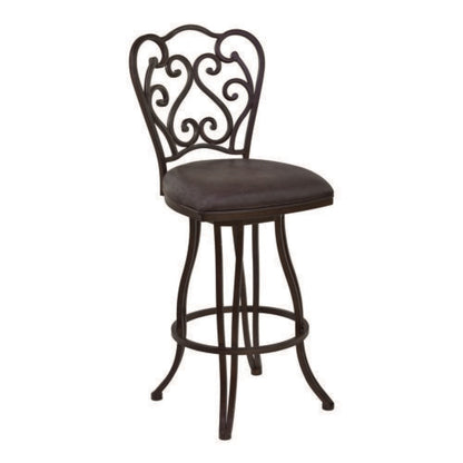 Armen Living - Celeste 30in Bar Height Metal Swivel Barstool in Bandero Espresso Fabric and Auburn Bay Finish - LCCEBAES30 veiw 1