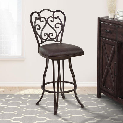 Armen Living - Celeste 30in Bar Height Metal Swivel Barstool in Bandero Espresso Fabric and Auburn Bay Finish - LCCEBAES30 veiw 3