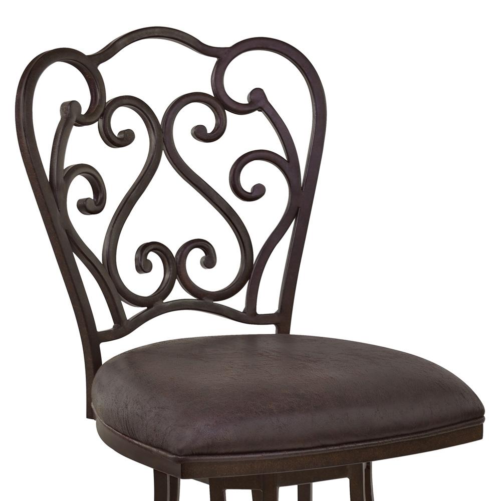 Armen Living - Celeste 30in Bar Height Metal Swivel Barstool in Bandero Espresso Fabric and Auburn Bay Finish - LCCEBAES30 veiw 4