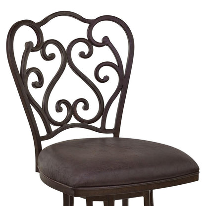Armen Living - Celeste 30in Bar Height Metal Swivel Barstool in Bandero Espresso Fabric and Auburn Bay Finish - LCCEBAES30 veiw 4
