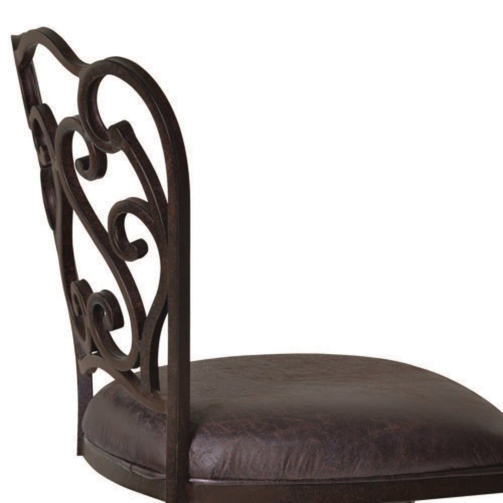 Armen Living - Celeste 30in Bar Height Metal Swivel Barstool in Bandero Espresso Fabric and Auburn Bay Finish - LCCEBAES30 veiw 5