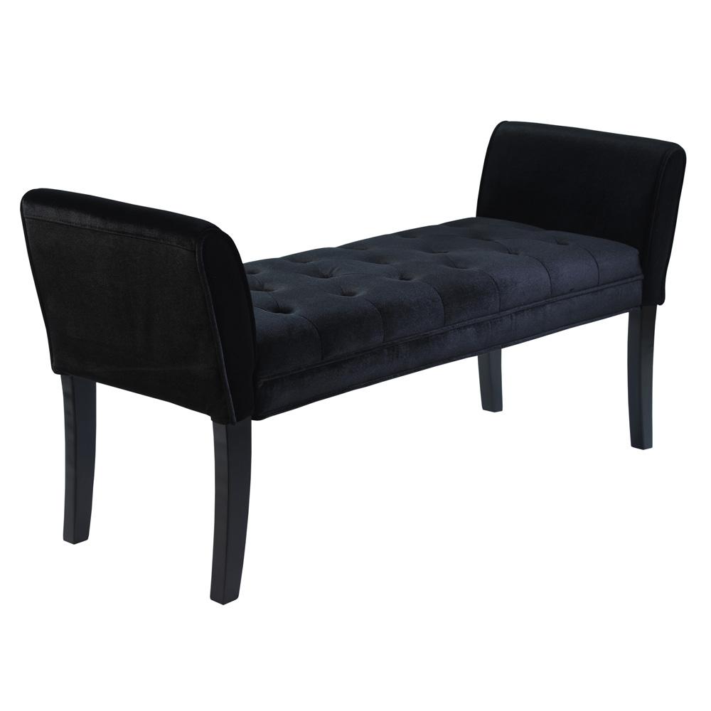 Armen Living - Chatham Bench in Black Velvet - LC0845BEBL - CLOSEOUT veiw 1