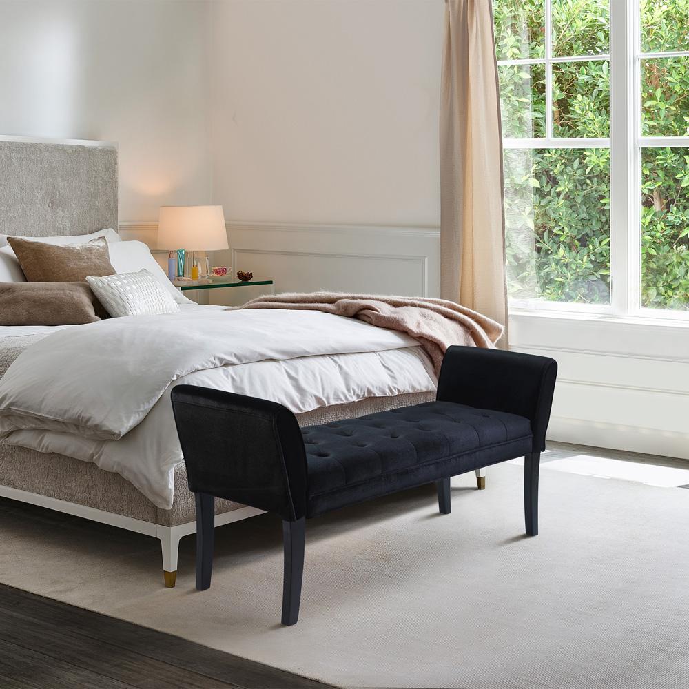 Armen Living - Chatham Bench in Black Velvet - LC0845BEBL - CLOSEOUT veiw 3