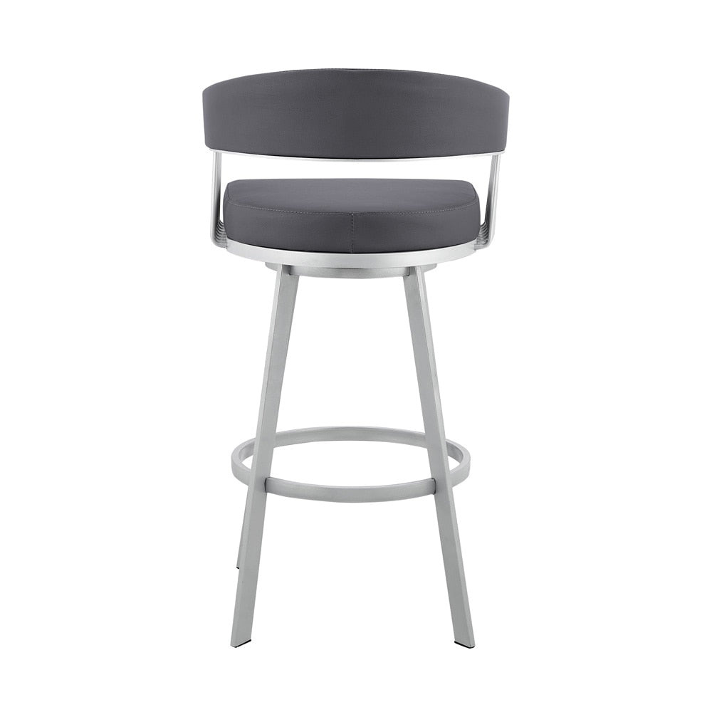 Armen Living - Chelsea 29in Slate Grey Faux Leather and Silver Metal Bar Stool - LCCSBASLGR30 veiw 5